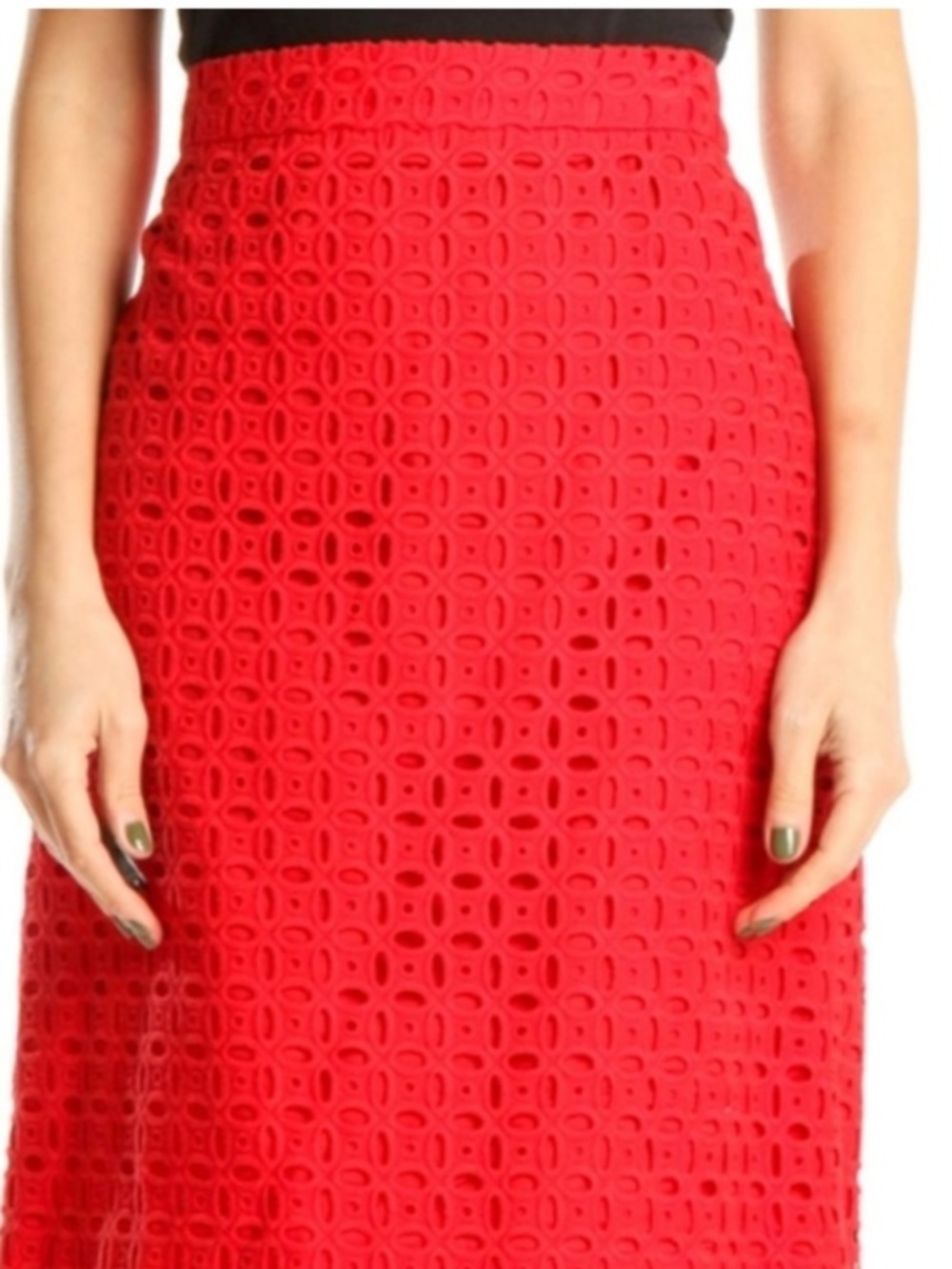 J. Crew red eyelet the pencil skirt nwt $89 0